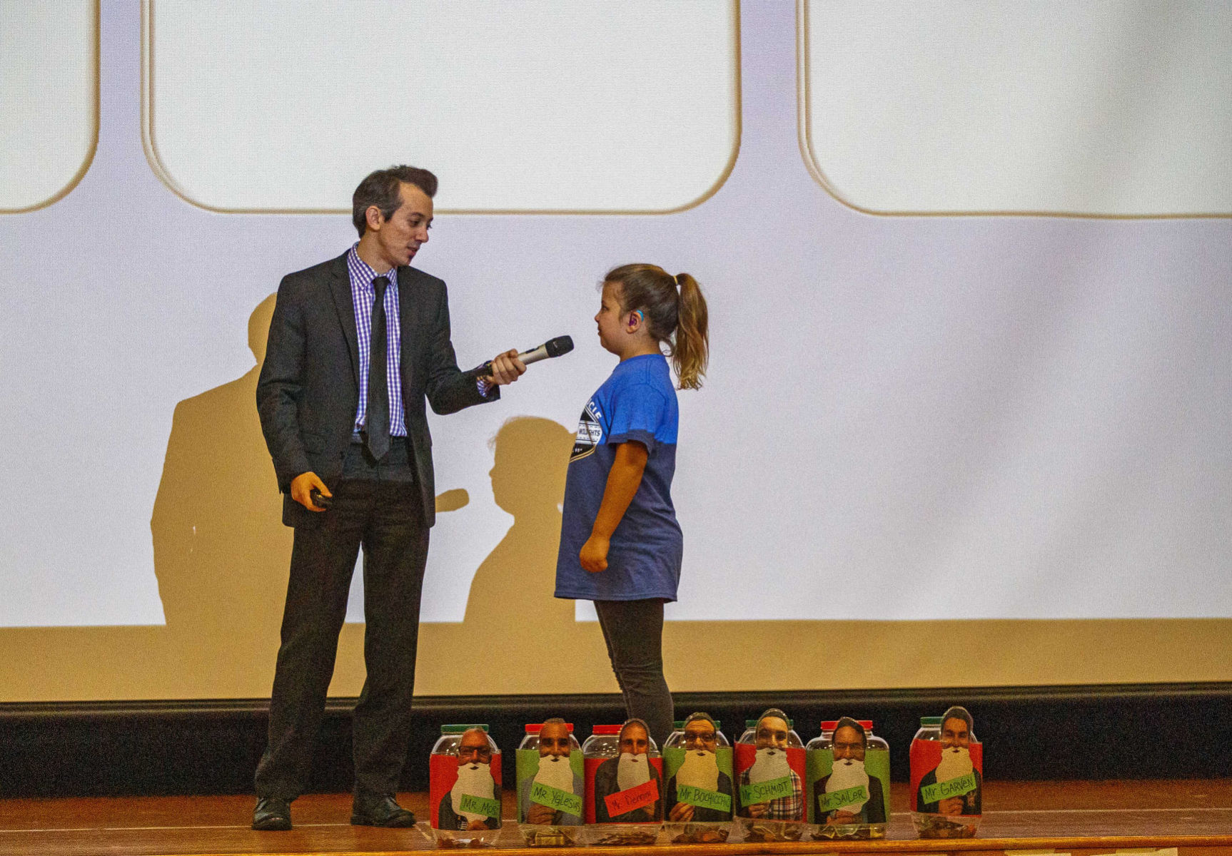 Meteorologist Joe Martucci at Frog Pond Elementary School